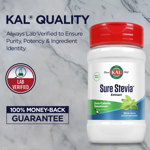 Miniatura 6 de KAL Sure - Extracto de stevia en polvo, bajo en carbohidratos, edulcorante de stevia a base de plantas, gran sabor, cero calorías, cero azúcar, bajo