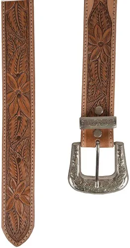 Miniatura 3 de Myra Bag Cinturón de cuero floral occidental para mujer, cinturón de herramientas manuales marrón