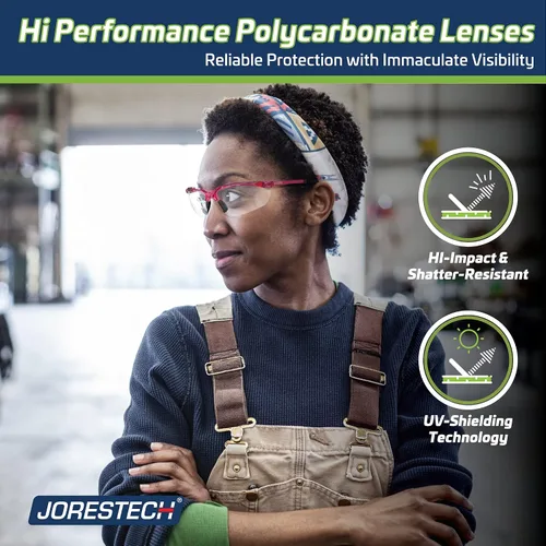 Miniatura 6 de JORESTECH Anteojos de seguridad, ANSI Z87+ gafas de seguridad policarbonatadas resistentes a los impactos para protección ocular, paquete de 12 Rosa