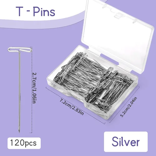 Miniatura 2 de Alfileres en T de 1 pulgada, 120 piezas de alfileres de costura para pelucas, bloqueo de tejido, modelado, fabricación de pelucas y manualidades