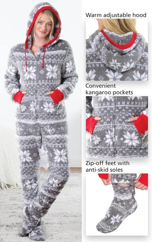 Miniatura 5 de PajamaGram Pijama de una pieza para mujer, mameluco de forro polar para mujer