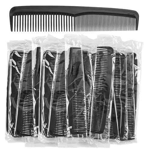 Miniatura 6 de Paquete de 30 peines negros a granel, peine de bolsillo para cabello de doble diente de 7 pulgadas, envueltos individualmente, peines a granel