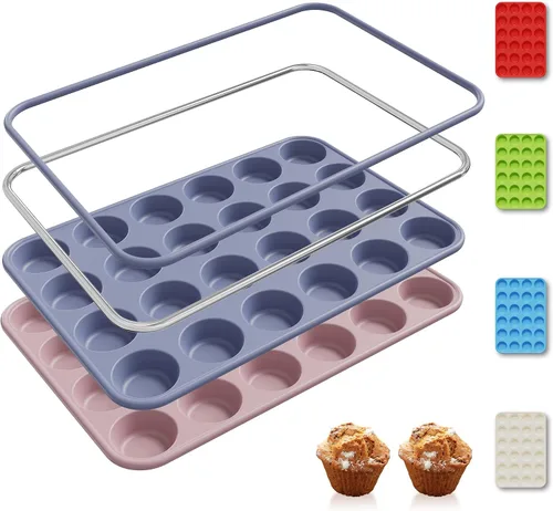 Miniatura 13 de 2 Pack 6 Tazas Molde de Silicona Mini para Magdalenas con Marco Reforzado de Metal Moldes de Silicona para Cupcakes y Pasteles Bandejas para Hornear