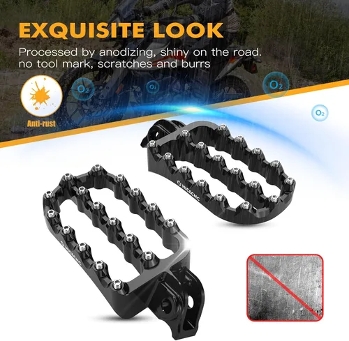 Miniatura 7 de NICECNC Estriberas planas horizontales negras de ángulo ancho estilo rally compatibles con KTM 390 Adventure 2020 2021 2022 2023, aluminio 6061