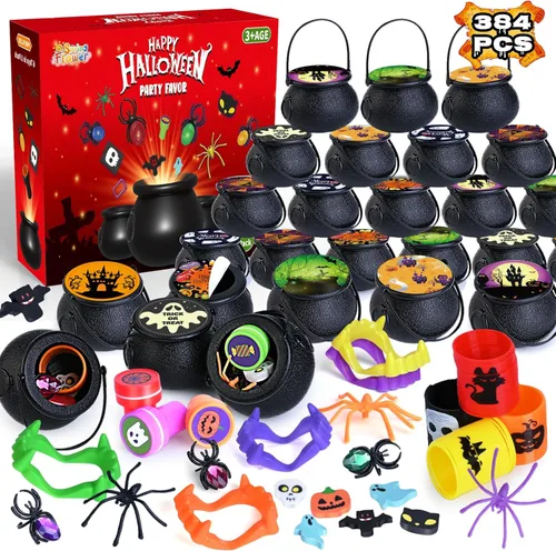 Miniatura 9 de SpringFlower 240 piezas de recuerdos de fiesta de Halloween, paquete de 30 caldero de bruja pequeño de plástico precargado, juguetes de Halloween a
