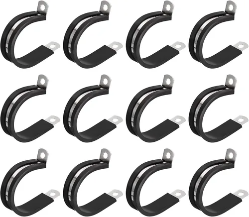 Miniatura 19 de uxcell Abrazadera de cable de 1/2 pulgada (0.472 in) de acero inoxidable 304 Abrazadera aislada acolchada de goma de acero inoxidable en forma de R