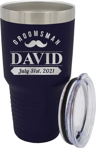 Miniatura 18 de Vaso de padrinos de boda grabado personalizado, taza de acero inoxidable aislada personalizada para padrino de boda, despedida de soltero, boda