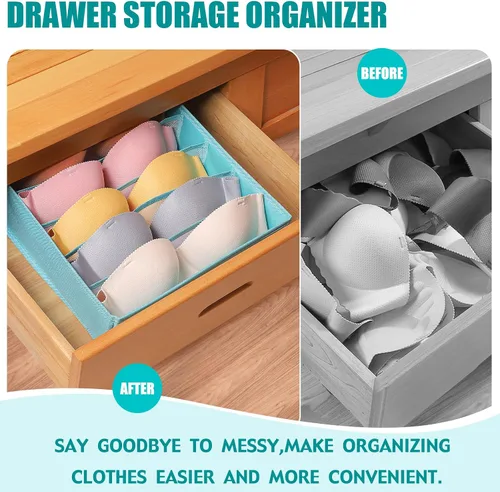 Miniatura 4 de Organizador de Ropa para Cajón bajo Gabinete, Cubos de Almacenamiento Plegables de 5 Celdas, Organizador de Cajón de Ropa Interior, Divisores, Cajas