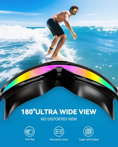 Miniatura 5 de Aegend - Nuevas gafas de natación de visión amplia para adultos, con protección antiniebla/UV, sin fugas, con tapones para los oídos para hombres