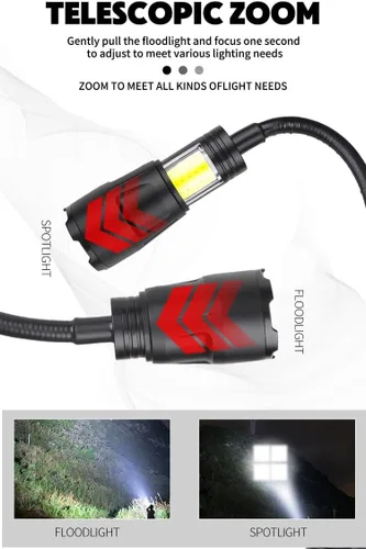 Miniatura 4 de Luz LED industrial recargable de 1000 lúmenes, luz de trabajo magnética ultra brillante con cuello de cisne flexible de 360°, lámpara de taller