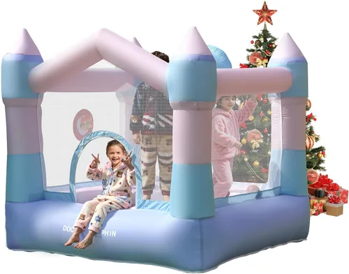 Miniatura 10 de INFLATEFLY Casa inflable de rebote para niños, castillo hinchable con tobogán y soplador, piscina de bolas, aro de baloncesto, juego de dardos