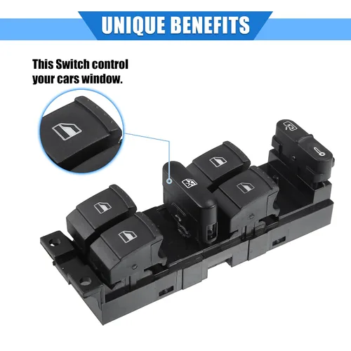 Miniatura 3 de Interruptor de control de ventana de coche compatible con Skoda Octavia I 1U5 Estate 1996-2010, plástico duradero negro delantero derecho