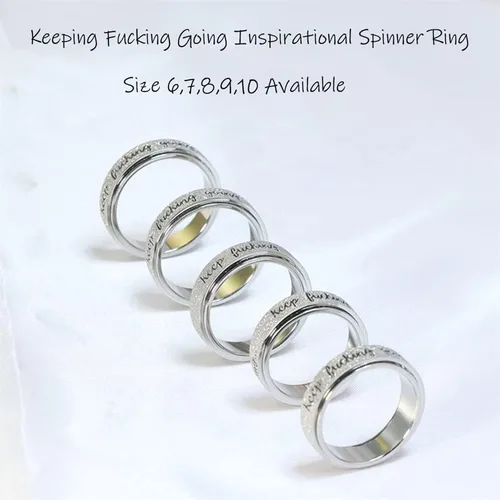 Miniatura 6 de Renkovte Anxiety Ring for Women MenSpinner Rings for Anxiety Women Stress ReliefKeep Going Fidget Rings Cool Ring Titanium SteelSize 6-10mm