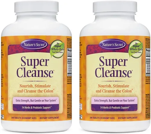 Nature's Secret Super Cleanse Extra Strength Toxin Detox & Gentle Elimination - Limpieza corporal, digestivo y apoyo para la salud del colon, mezcla