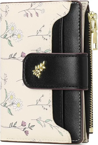 Miniatura 15 de Billeteras pequeñas para mujer, de cuero, plegable, con cremallera, con bolsillo con cremallera, lindo soporte para tarjetas de crédito, monedero