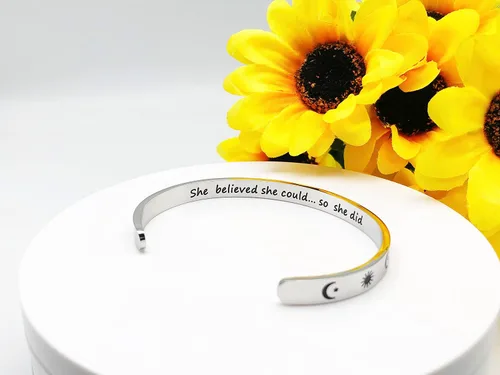 Miniatura 63 de Pulseras inspiradoras para mujer, joyería de acero inoxidable, con refranes, pulsera motivacional con mensaje oculto, pulseras grabadas para mejor