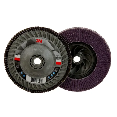 Miniatura 24 de 3M Disco de Solapa 769F, Tipo 27, 80+, 4-1/2 in x 7/8 in, Abrasivo de Alto Rendimiento, Disco de Rectificado y Acabado de Grano Cerámico