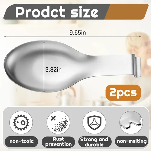 Miniatura 2 de Nuanchu 6 piezas de soporte de cuchara de acero inoxidable, espátula, cucharón para estufa, resistente, soporte de espátula para encimera, apto