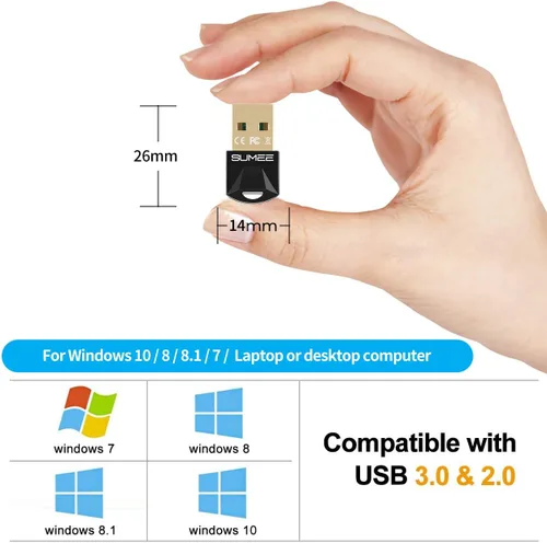 Miniatura 2 de Adaptador USB Bluetooth 5.0 dong, transmisor inalámbrico Bluetooth receptor para PC, portátil, computadora de escritorio, música estéreo, música