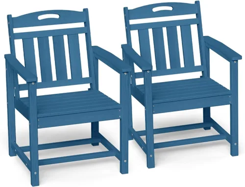 Miniatura 13 de Ciokea Silla de comedor para patio al aire libre, sillas de porche de gran tamaño de HDPE con asiento ancho, muebles de exterior duraderos para todo