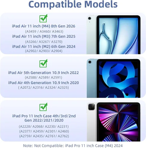 Miniatura 5 de Wenlaty - Funda para iPad Air de 11 pulgadas (M3/M2) y para iPad Air de 5ª/4ª generación de 10.9 pulgadas, para iPad Pro de 11 pulgadas 4ª/3ª/2ª/1ª