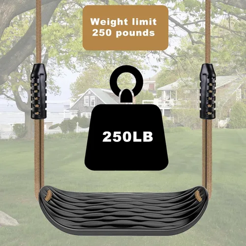 Miniatura 4 de Dolibest Asiento de columpio antideslizante, asientos de plástico para niños con diseño en forma de U y agarre de goma suave, cuerda ajustable