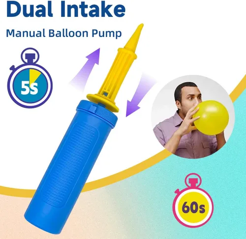 Miniatura 3 de SUSWIM Balloon Pump Handheld Two-Way Dual Action,Double-Way Air Intake Portable Manual Inflator for Balloons,Swimming Rings, Inflatable Toys, Party