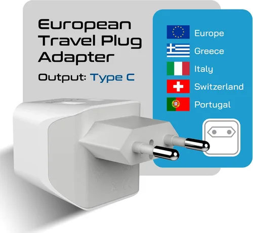 Miniatura 2 de Ceptics Enchufe adaptador de viaje europeo, Egipto con doble USB, tipo C, entrada de Estados Unidos, peso ligero, perfecto para teléfonos celulares