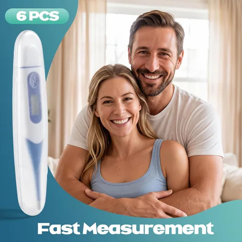 Miniatura 5 de TrelaCo Termómetro oral digital para adultos, 6 unidades, para fiebre, cuerpo basal, lectura rápida, punta flexible para la medición de temperatura