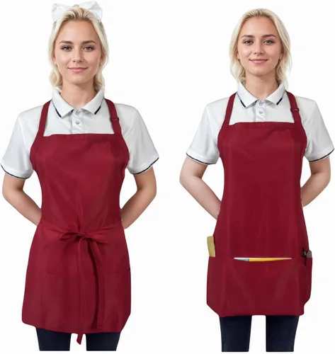 Miniatura 10 de Delantales ajustables impermeables con 3 bolsillos para hombres y mujeres, delantal de servidor para cocina, cocina al aire libre, jardinería