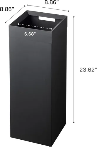 Miniatura 8 de YAMAZAKI Home - Cubo de basura delgado y alto, moderno, cuadrado, de acero con asa, cubo de basura de metal negro para cocina, baño u oficina, 7.25