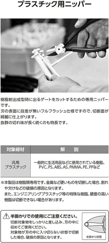 Miniatura 13 de Maruto Hasegawa kosakujo PL-725 Malto Hasegawa Kosakujo Cueva Pinza Plástica Plana 4.9 Pulgadas (4.921 in)