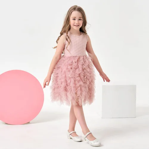 Miniatura 4 de Miipat Vestido tutú para niñas pequeñas, con volantes, de tul sin mangas, vestido de fiesta de princesa