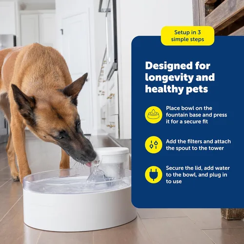 Miniatura 5 de PetSafe Outlast - Fuente para gatos, fomenta la hidratación saludable, diseño sin bomba con tecnología HydroSpin, cuenco de agua automático