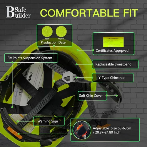 Miniatura 8 de SAFEBUILDER Casco de seguridad industrial con visera Casco duro ABS con visera Ventilación ajustable Casco de construcción Protección para la cabeza