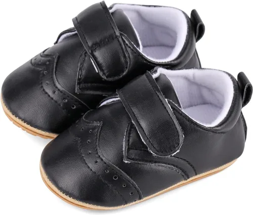Miniatura 4 de ESTAMICO - Tenis de piel sintética para bebés, niños y niñas, suela de goma antideslizante, para primeros pasos, zapatos para exteriores