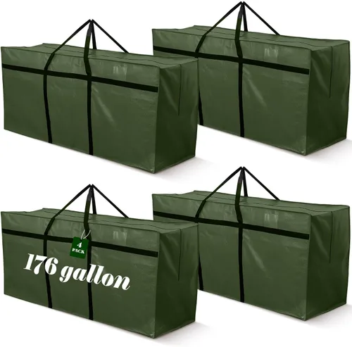 Miniatura 18 de 4 Piezas Bolsas de Mudanza Grandes con Cremallera y Asas Bolsas de Lona Tipo Duffle Plegables de Almacenamiento Extra Resistentes Extra Grandes