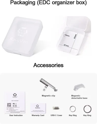Miniatura 7 de RovyVon 4ª linterna Aurora A8 USB-C EDC, 90 CRI 5000K, luz de llavero recargable máxima de 420 lúmenes, encendido momentáneo, modo de bloqueo
