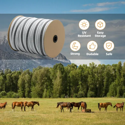 Miniatura 5 de Cinta de polietileno eléctrica mejorada para valla con tira reflectante, cinta de esgrima de caballo de 656 pies 656.2 ft, 2 pulgadas 1.969 in