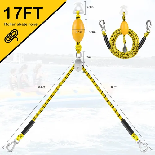 Miniatura 2 de Arnés de remolque resistente para deportes acuáticos con anillos en D, arnés de remolque de barco para tubo remolcable, esquí acuático, wakeboard