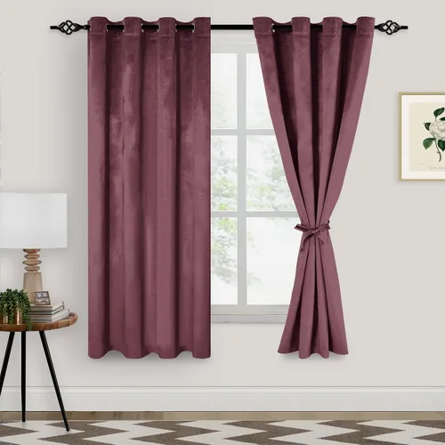 Miniatura 60 de XWZO Cortinas de terciopelo azul de 63 pulgadas de largo, elegantes cortinas de lujo suaves para sala de estar, aislamiento térmico, oscurecimiento