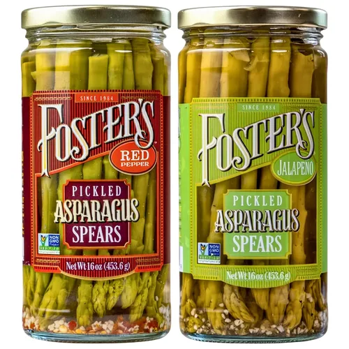 Foster's Spears in a Frasco de espárragos en escabeche, paquete variado picante, jalapeño y pimiento rojo, 16 onzas, paquete de 2, receta