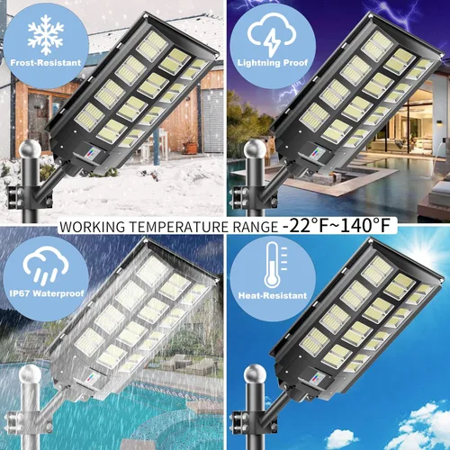 Miniatura 3 de Paquete de 3 Luces Solares para Estacionamiento - Luz Solar de Calle de 8000W 360000LM del Anochecer al Amanecer Luces de Calle con Energía Solar