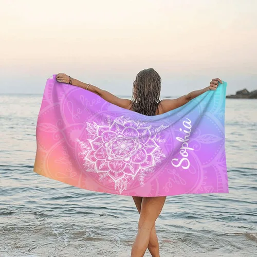 Miniatura 17 de Toalla de playa personalizada para niños y adultos, toallas de playa sin arena con nombre, toalla de playa personalizada de secado rápido, súper