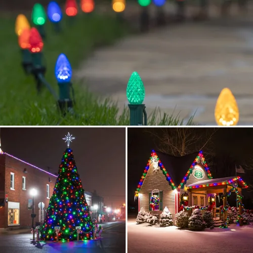 Miniatura 5 de Paquete de 50 bombillas LED multicolor C9 de repuesto, bombillas LED C9 de plástico inastillables e impermeables para tiras de luces al aire libre