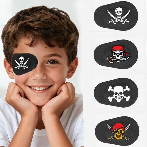 Paquete de 20 parches para ojos de pirata para niños y adultos, sin látex, transpirables, para disfraces de Halloween y apoya la terapia de