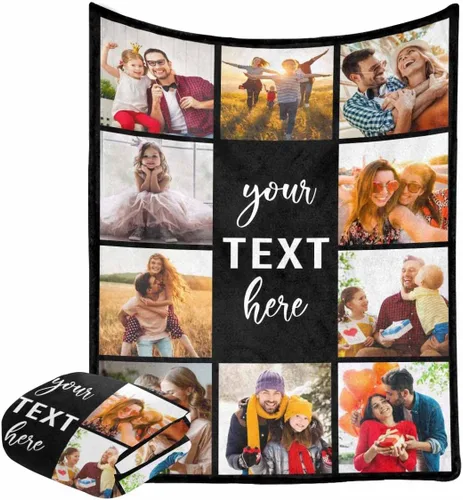 Miniatura 38 de Manta personalizada con fotos, manta personalizada con retrato familiar para padres, niños, perros y familia, manta personalizada para un día
