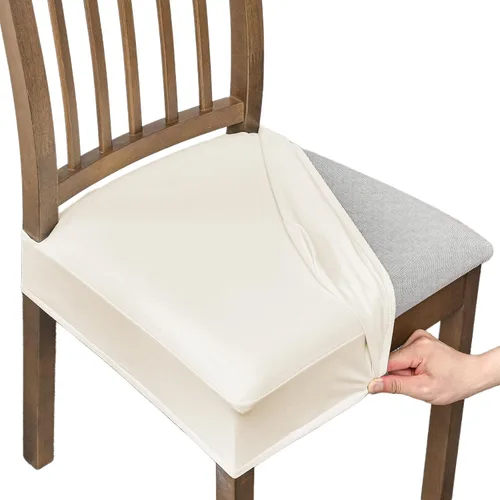 Miniatura 13 de NILUOH Fundas impermeables para asientos de sillas de comedor, juego de 2, fundas de asiento de cuero PU para sillas de comedor, fundas de asiento