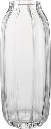 Jarrón grande de cristal transparente para flores, brotes, jarrones altos de cristal, diseño simple a rayas H-32 cm para decoración del suelo del B