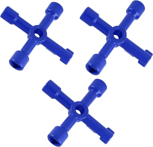 Miniatura 8 de Waziaqoc Llave multifuncional de 4 vías (paquete de 3), llave cruzada universal triangular de aleación de zinc/cuadrada para medidor de agua